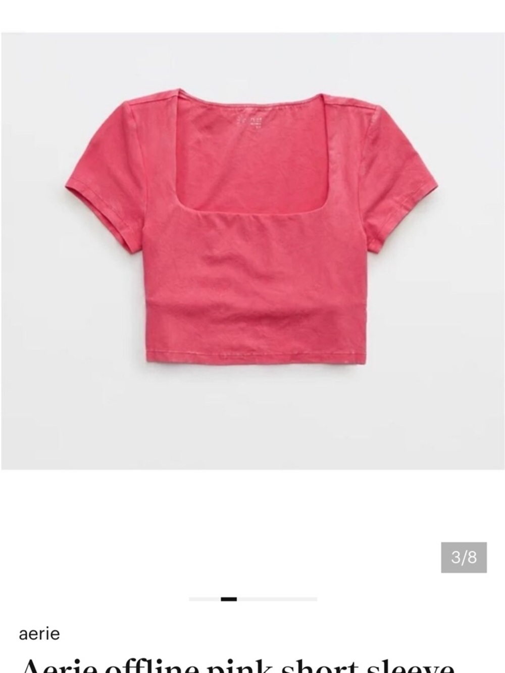 aerie Coral-Pink Square Neck Crop Tee